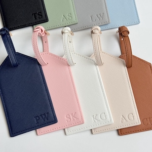 Blind Debossed Personalized Luggage Tag Saffiano PU Leather | Custom Travel Gift image 4