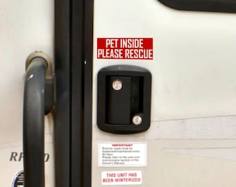 Pet Inside Please Rescue Decal - 2 Pack - 4.5” x 1.75”