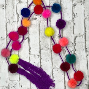 Pom pom Garland, 5FT Mexican Pompom Garlands with Tassels, Boho Decor, Rainbow classroom Decor, Christmas decor,  Mexican Party