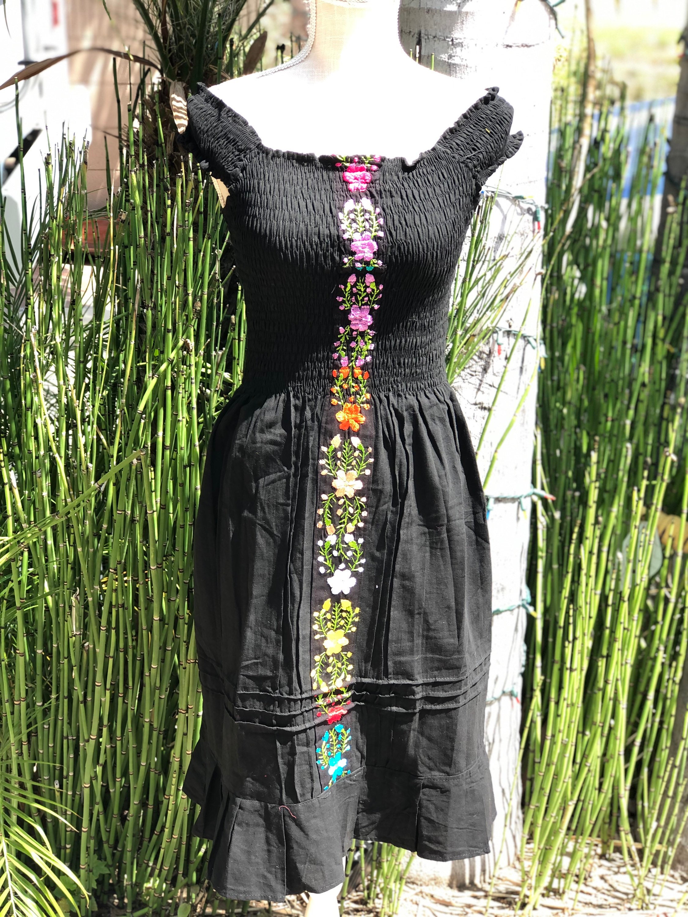 Hand Embroidered Spring Dress,  Mexican Embroidered Dress