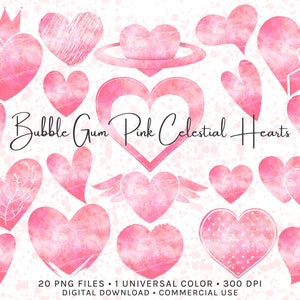 Bubblegum Pink Celestial Heart Clipart | Commercieel gebruik | PNG met hoge resolutie