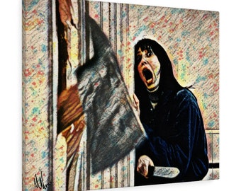 Wendy Cowers on canvas - horror movie painting, horror movie wall art, The Shining painting, Halloween art, creepy art, spooky art