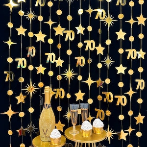 70th Birthday Party Decoration, 70th Birthday Gold Garland,70th Party Decorations,70th Party Supplies,70th Anniversary Streamer Banner