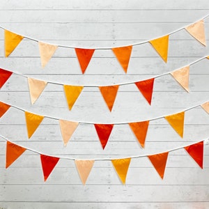 Fall Banner, Thanksgiving Banner, Fabric Garland, Triangle Gradient Pennant, Orange Autumn Flag Bunting, Outdoor Garden Hanging Decor