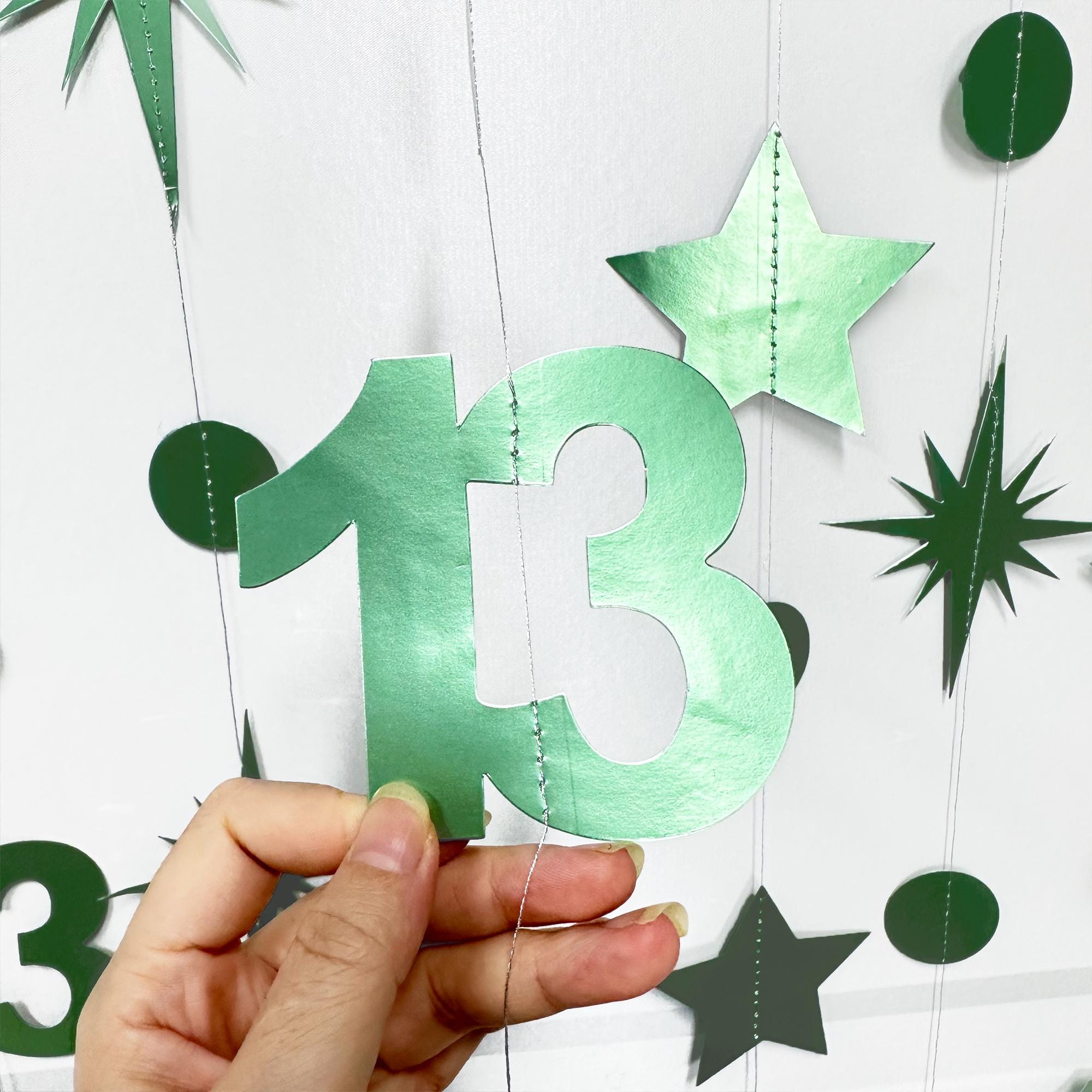 13th Birthday Party Decoration, 13th Birthday Sage Green Garland,13th