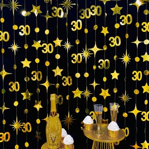 30th Birthday Party Decoration, 30th Birthday Gold Garland,30th Party Decorations,30th Party Supplies,30th Anniversary Streamer Banner Gold