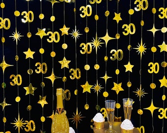 30th Birthday Party Decoration, 30th Birthday Gold Garland,30th Party Decorations,30th Party Supplies,30th Anniversary Streamer Banner