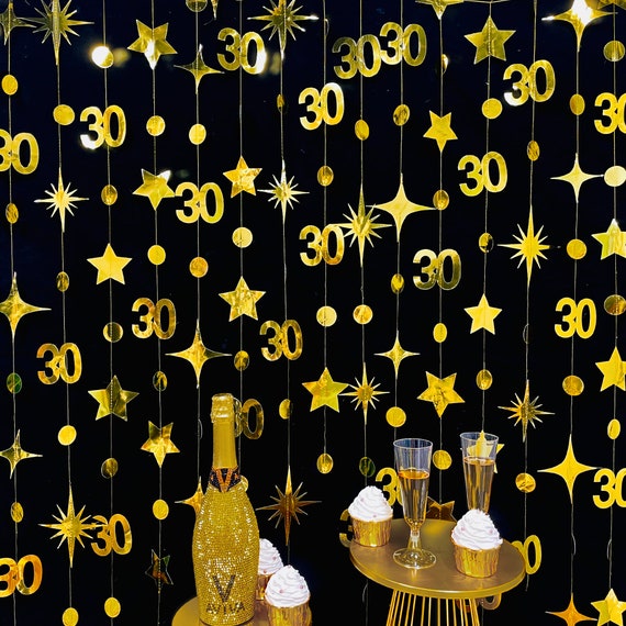 30th Birthday Party Decoration, 30th Birthday Gold Garland,30th Party Decorations,30th Party Supplies,30th Anniversary Streamer Banner