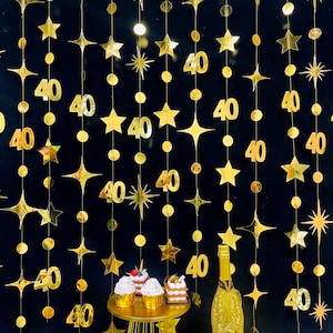 40th Birthday Party Decoration, 40th Birthday Gold Garland,40th Party Decorations,40th Party Supplies,40th Anniversary Streamer Banner