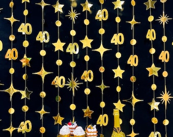 40th Birthday Party Decoration, 40th Birthday Gold Garland,40th Party Decorations,40th Party Supplies,40th Anniversary Streamer Banner