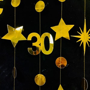 30th Birthday Party Decoration, 30th Birthday Gold Garland,30th Party Decorations,30th Party Supplies,30th Anniversary Streamer Banner image 2