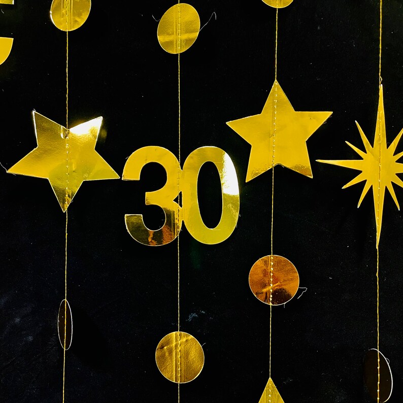 30th Birthday Party Decoration, 30th Birthday Gold Garland,30th Party Decorations,30th Party Supplies,30th Anniversary Streamer Banner image 2
