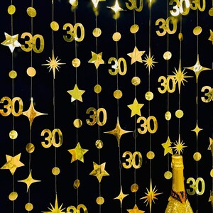30th Birthday Party Decoration, 30th Birthday Gold Garland,30th Party Decorations,30th Party Supplies,30th Anniversary Streamer Banner image 5