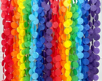 Rainbow Big Polka Dots Tissue Paper Backdrop Streamer Colorful Circle Dots Hanging  Garland for Birthday Carnival Baby Shower Wedding Party