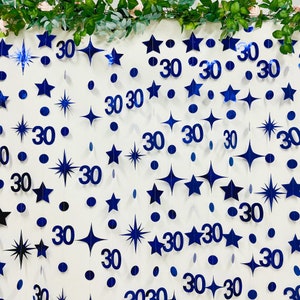 30th Birthday Party Decoration, 30th Birthday Gold Garland,30th Party Decorations,30th Party Supplies,30th Anniversary Streamer Banner Blue
