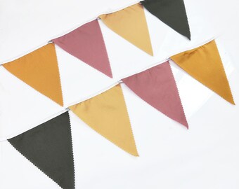 32ft Retro Colored Fall Banner, Thanksgiving Bunting, Happy Fall Fabric Pennant Garland,  Autumn Harvest Triangle Flag Banner Party Decor