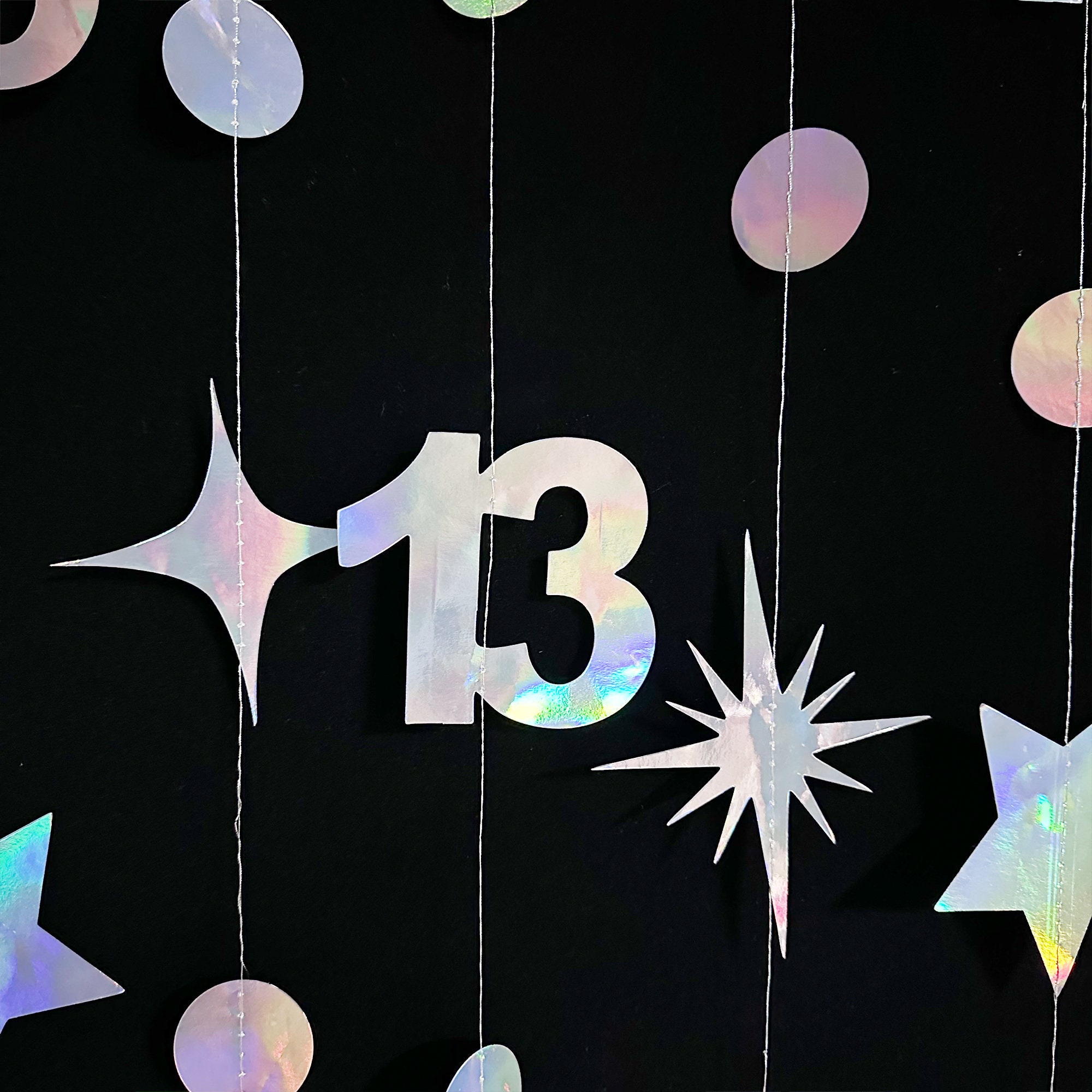 13th Birthday Party Decoration, 13th Birthday Iridescent Garland,13th