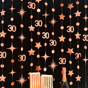 30th Birthday Party Decoration, 30th Birthday Gold Garland,30th Party Decorations,30th Party Supplies,30th Anniversary Streamer Banner Rose gold