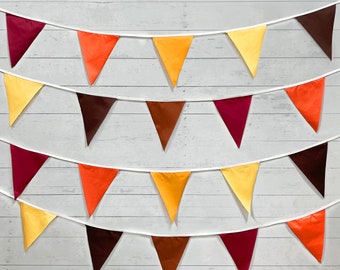 Fall Banner, 32.8ft Thanksgiving Autumn Triangle Fabric Pennant, Orange Hanging Garland Banner, Halloween Bunting Harvest Party Decor