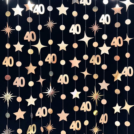 40th Birthday Party Decoration, 40th Birthday Champagne Gold Garland,40th Party Decor,40th Party Supplies,40th Anniversary Streamer Banner