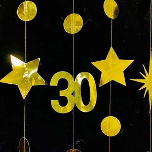 30th Birthday Party Decoration, 30th Birthday Gold Garland,30th Party Decorations,30th Party Supplies,30th Anniversary Streamer Banner image 4