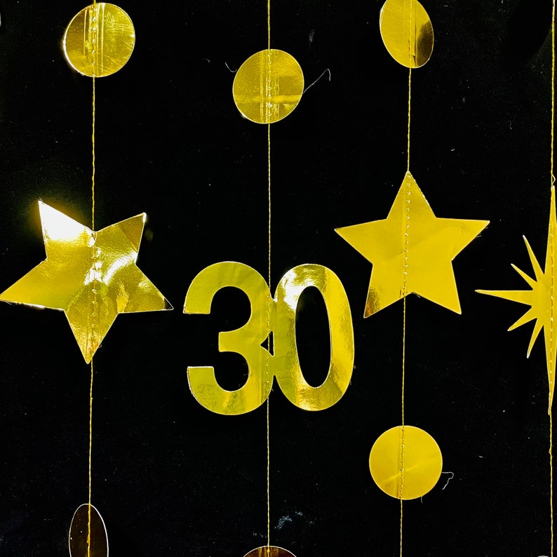 30th Birthday Party Decoration, 30th Birthday Gold Garland,30th Party Decorations,30th Party Supplies,30th Anniversary Streamer Banner image 4