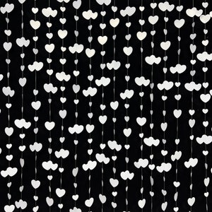 Heart Garland,White Heart Garland,Pearl Love Hanging Heart Banner,Valentines Day Decoration,Heart Backdrop,Paper Heart Garland Decoration
