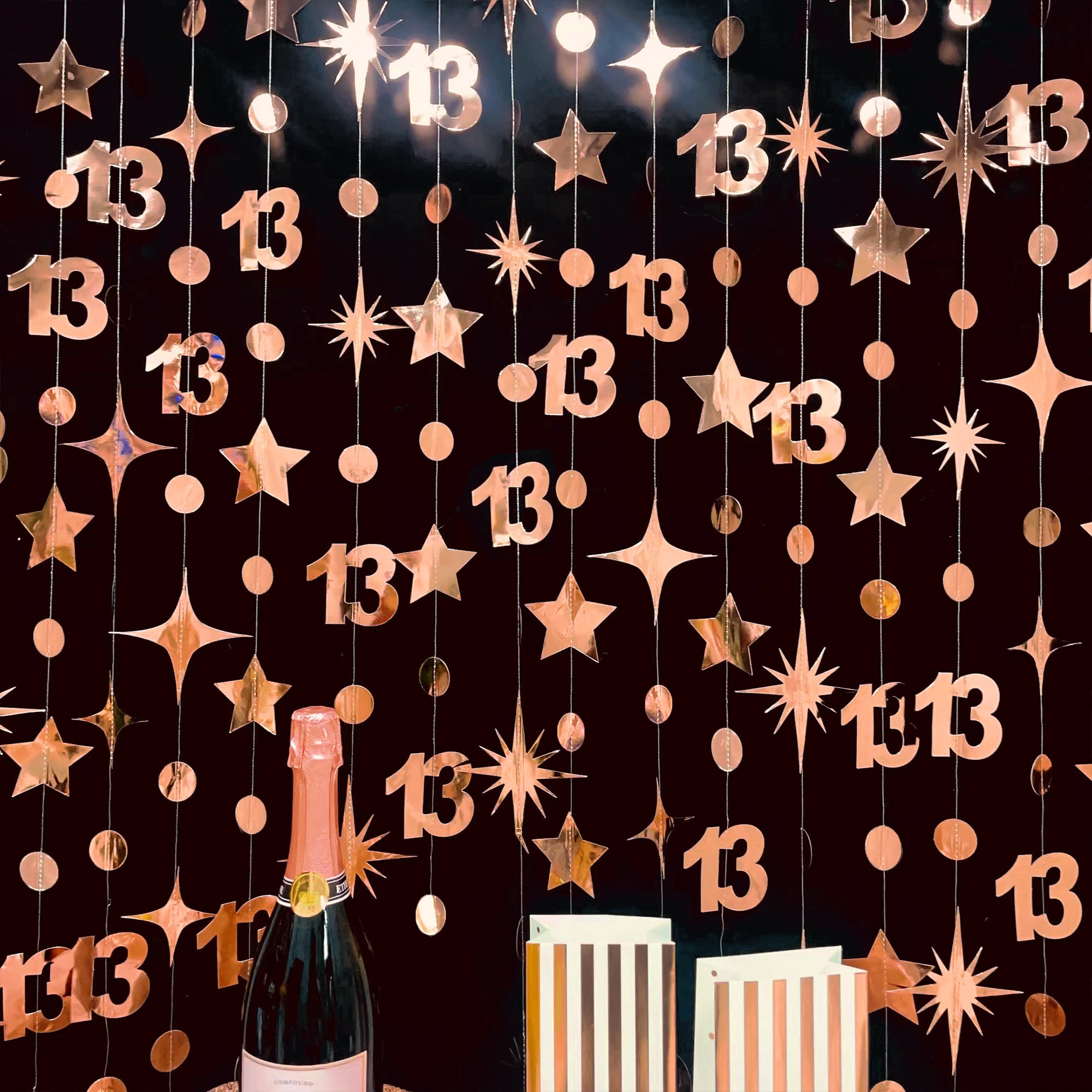 13th Birthday Party Decoration, 13th Birthday Rose Gold Garland,13th