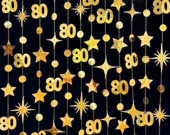 80th Birthday Party Decoration, 80th Birthday Gold Garland,80th Party Decorations,80th Party Supplies,80th Anniversary Streamer Banner