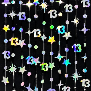 13th Birthday Party Decoration, 13th Birthday Iridescent Garland,13th Party Decorations,13th Party Supplies,13th Anniversary Streamer Banner