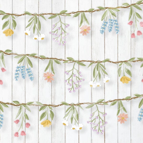 Flower Banner Wildflower Garland for Enchanted Garden Woodland Theme Picnic Birthday Wedding Baby Shower Onederland Tea Girl Party Supplies