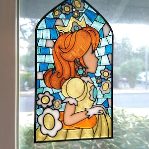 Princess Daisy Window Hanger Stained Glass Style