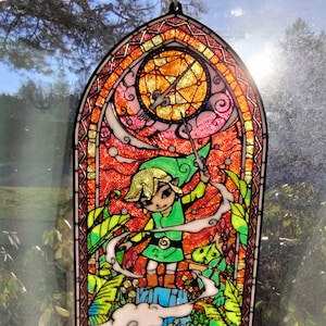 Wind Waker Inspired Zelda Suncatcher Ornament Stained Glass Style Window Hanger