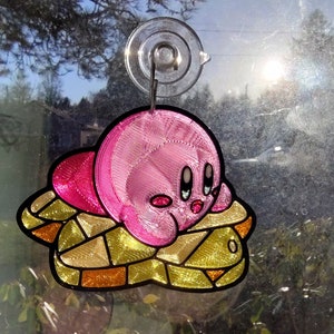 Kirby Star Ride Window Hanger Stained Glass Style