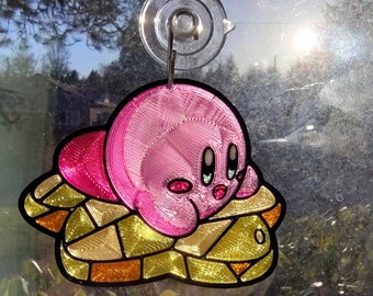 Kirby Star Ride Window Hanger Stained Glass Style