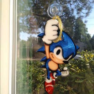 Sonic Inspired Hedgehog Suncatcher Ornament Window Hanger Stained Glass Style