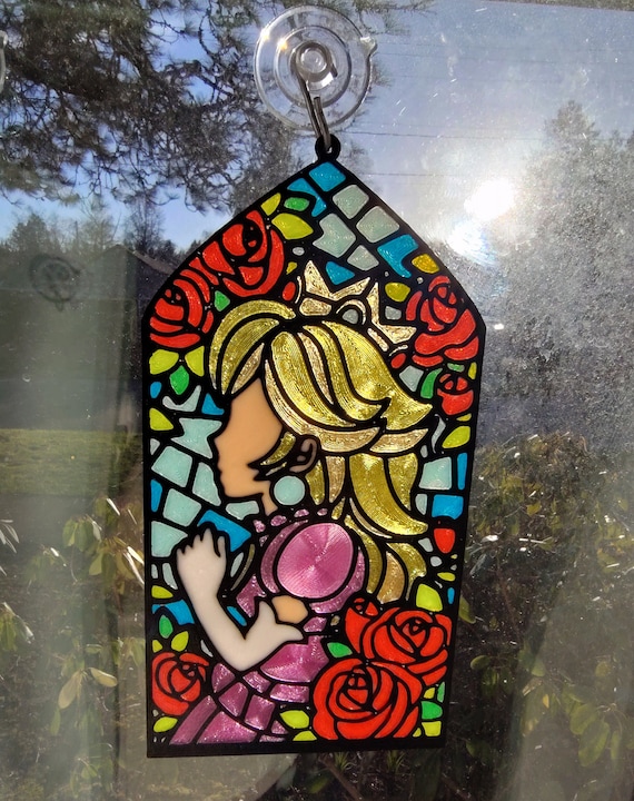 Peach Inspired Princess Suncatcher Ornament Window Hanger Stained Glass Style