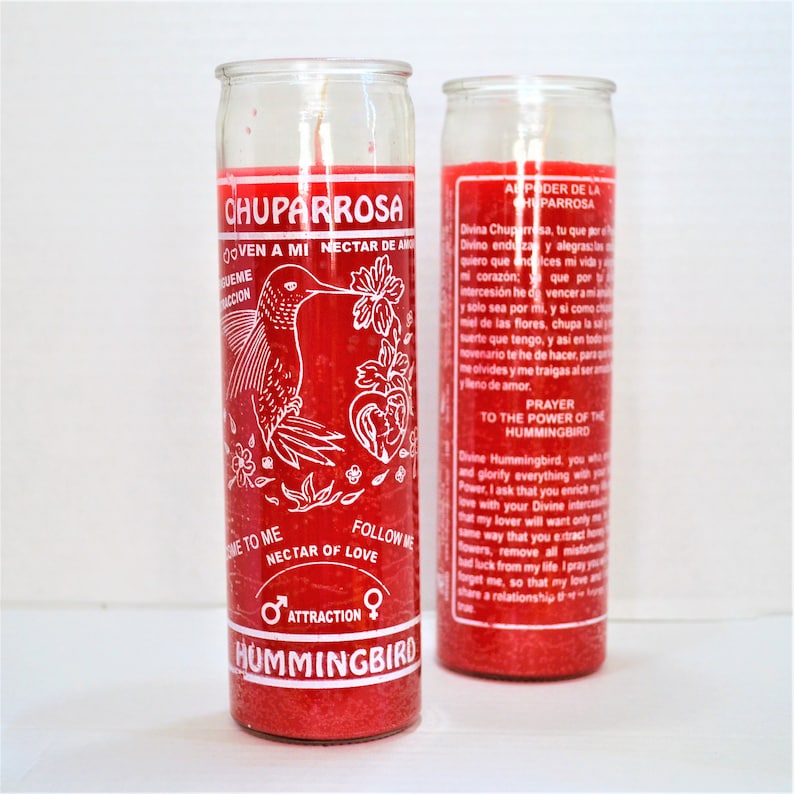 Chuparrosa Veladora Preparada Ritual Para El Amor Oracion Y Curada a Su Nombre 7 dagars Ljus Botanica Andlig Healing Limpieza Espiritual bild 1