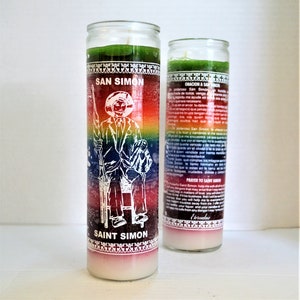 San Simon Veladora Preparada Ritual Para Amor Proteccion Suerte Con Oracion Y Curada Personalizada para usted 7 Day Candle