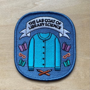 Patch bordado de jaleco de biblioteconomia - para bibliotecários e amantes de bibliotecas