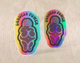 Pegatinas de Poder de la Diosa - Venus de Willendorf - Holográficas y Regulares