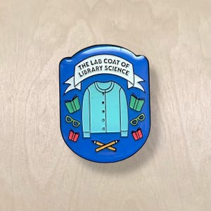 Lab Coat of Library Science - cardigan - books - glasses soft enamel pin