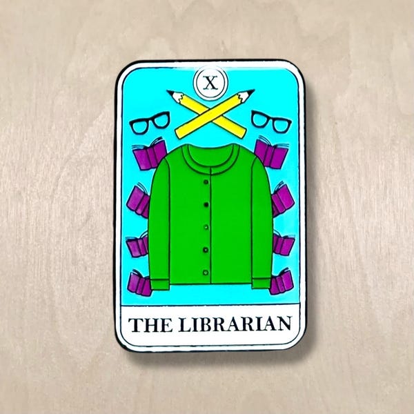The Librarian Tarot Card Library Themed Soft Enamel Pin