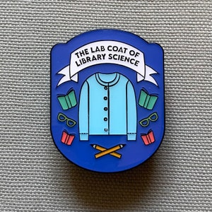 Lab Coat of Library Science - cardigan - books - glasses soft enamel pin