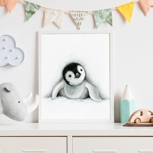 Afdrukbare Penguin print / Penguin cadeau / Artic dieren kunst voor digitale download / Schattige babykamer foto&#39;s