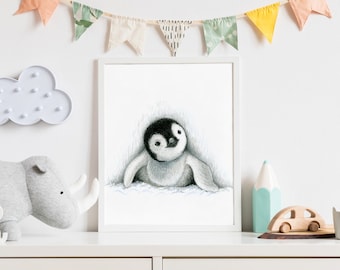 Printable Penguin print / Penguin gift / Artic animals art for digital download / Cute baby room pictures
