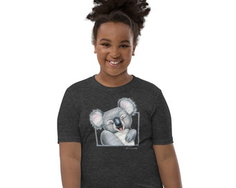 Koala shirt for kids age 6-15 / T-shirt with koala illustration / Zoo shirt / Aesthetic clothes for kids