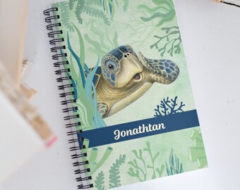 Quaderno tartaruga, quaderno a spirale personalizzato, quaderno personalizzato, quaderno con copertina rigida, diario con copertina rigida, regali Sea Turtle