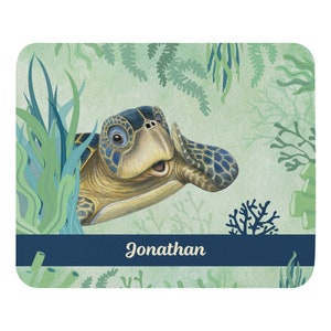 Turtle Mouse Pad, Personalized Mousepad, Non slip mouse pad, Sea Turtle gifts, Cute desk decor, Sea turtle painting, Custom mouse pad