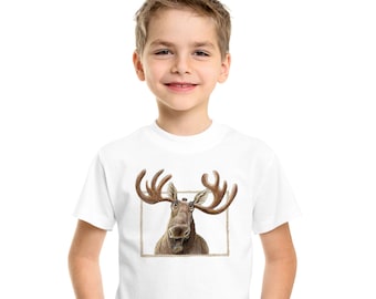 Elandshirt voor kinderen van 6-15 jaar / grappig T-shirt met elandprint / wandelshirt voor kinderen en tieners / kinderkleding met vrolijk elandontwerp